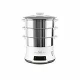 Tefal VC502D10 Convenient Deluxe Vaporiera elettrica, 8 Programmi, Touch screen, 3 Livelli, Acciaio Inox