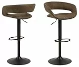 AC Design Furniture Jack Set di 2 sgabelli da bar, altezza 104 x larghezza 54,5 x profondità 48,5 cm, marrone chiaro/nero, tessuto/metallo, 2 pezzi