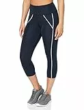 AURIQUE Leggings da Corsa Capri a Vita Alta Donna, Blu Marino Scuro, 44
