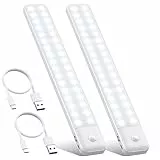 QTshine Luce Armadio LED, 【80LED-Super Luminoso】 Luci Notturna con Sensore di Movimento, USB C Ricaricabile Lampada Armadio, 32CM pollice Luce Magnetica,3 Modalità, per Corridoio Garage 2PC