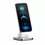 Satechi Supporto di Ricarica Wireless Magnetico 2 in 1 in Alluminio - Compatibile con iPhone 15 Pro Max/15 Pro/15/15 Plus, iPhone 14 Pro/14/14 Plus, AirPods Pro 2/1, AirPods Gen 3/2