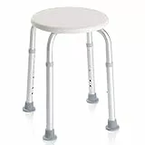 GOVITA - Sedia per doccia, Sgabello da doccia, forma rotonda, regolabile in altezza, SGABELLO BAGNO ROTONDO, Sgabello doccia per anziani, Sedia doccia per disabili, Piedini antiscivolo