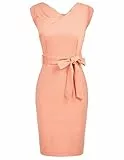 GRACE KARIN Abito da donna asimmetrico con scollo a V a U senza maniche aderente Midi elegante abito a matita con passanti aderenti, rosa, M