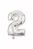 Procos 89799 - Palloncino in foil numero 2, riempimento con elio o aria, compleanno, decorazione, festa, anniversario