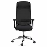 Marchio Amazon - Movian Sedia da ufficio Executive, in pelle, braccioli e altezza della seduta regolabili, controllo automatico della tensione, 63 x 65 x 116,5 cm - nero