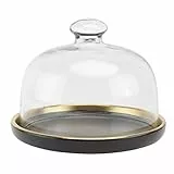 Angoily 1 set cupola di vetro con base in ceramica Cloche campana vaso torta display centrotavola per dessert formaggio pasticcini fro cucina nero