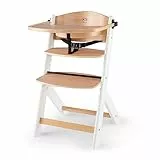 kk Kinderkraft Seggiolone Pappa in Legno ENOCK, Evolutivo, Multifunzionale, Sedia Ergonomica, Altezza Regolabile, Facile da Pulire, dai 6 Mesi ai 10 Anni, Bianco
