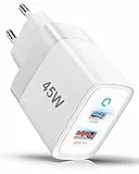 Caricatore USB C 45W Caricabatterie USB A + C 2 Porte Caricatore Rapido USB C Presa Rapido Alimentatore Multiplo da Muro Presa Spina USB Tipo C Per Samsung S23 Ultra S22 S21 S20 Per iPhone 14 13 12 11