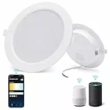 Aigostar Faretti LED da Incasso Intelligenti ultrasottili, 6W. Compatibile con Alexa e Google. Luce dimmerabile da 3000-6500K. Controllo Vocale, Controllo Wi-Fi Wireless, 2 pezzi