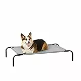 Amazon Basics per Cane Lettino rialzato rinfrescante per animali domestici, Stoffa, Grigio, Misura M, L 110 x P 65 x H 19 cm