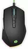 HP - Gaming Pavilion 200 Mouse, 5 Tasti Programmabili, Dpi Da 3.200, Sensore Ottico Pixart, Led Rgb Personalizzabile Con 12 Modalità Diverse, Nero, ‎12.5 x 7.5 x 4.05 cm; 100 grammi