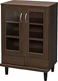 Iris Ohyama, Armadio in vetro/credenza con cassetti e ripiani/armadio in legno/armadio con ante, Ripiano regolabile in altezza 3,2 cm, Sala da pranzo cucina, soggiorno - Cabinet - KBN-9390 - Rovere