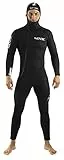 SEAC Club Man 5.0, Muta in Neoprene da 5 mm con Cappuccio Integrato, Protezioni in Powertex nelle Spalle, Ginocchiere e fondoschiena Uomo, Nero, L