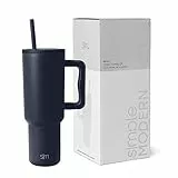 Simple Modern 40 oz Tumbler with Handle and Straw Lid | Insulated Reusable Stainless Steel Water Bottle Travel Mug Iced Coffee Cup | Valentines Gifts For Him Her | Trek Collection | 40oz | Deep Ocean