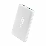 SBS Power Bank Caricabatterie Portatile da 10.000 mAh a Ricarica Rapida, 2 uscite USB da 1A e 2.1A, Ingresso Micro USB, Design Extra Slim, 4 indicatori LED di Stato, Cavo USB Incluso