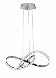 WOFI Lampada a sospensione in metallo integrato, 17 W, cromato, 55 x 55 x 1200 cm