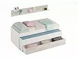 Habitdesign Elliot, Due Letti, cassetto, mensola, Letto per Bambini, Finitura Bianca Artik e Velho, 199 cm (Lunghezza) x 96 cm (Larghezza) x 65 cm (Altezza), Melammina, Twin