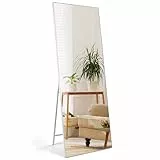 HORLIMER Specchio da Terra 165x60cm,Specchio da Parete con Cornice Bianca, Grande Specchio Lungo da Appendere a Parete o da Terra, per Bagno, Soggiorno, Camera da Letto,Antideflagrante