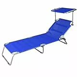 BRIGROS La voglia di fare Estosa - Litto lettino con struttura in alluminio e textilene, robusto ed elegante, facile da trasortare, adatta per mare, piscine, giardino, terrazze, design moderno (Blu)