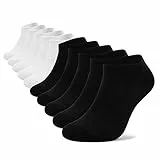 HIKARO Calzini Uomo Donna 10 Paia Corti Calze Sportivi Cotone Corte Calzetti Traspirante comodo,Nero Bianco 39-42