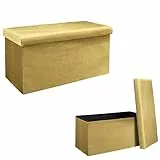THE HOME DECO FACTORY HD6817 BANCO-PUF PLEGABLE Amarillo, Polyester, Giallo, 77 x 38 x 38