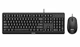 Philips SPT6207BL/16 - Mouse combinato con cavo per Windows, Linux, Mac, PC, laptop, QWERTY spagnolo, 110 tasti, mouse 1200 DPI, impugnatura ambidestra, nero