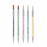 Rnitle Pennelli Unghie Art [5 Pezzi],Pittura Penna Set pennelli per Gel Liner Pittura Pennello,Decorazioni Unghie Penne Dotter per Nail Art Attrezzi a Doppia Punta