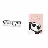 Legami Pencil Case, Astuccio Trasparente, 19 & Quaderno a Righe, Formato A6, Small, 9x13,5 cm, Carta Bianca, 80 Pagine, Rilegatura a Punto Singer, Panda