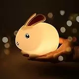 SALUOKE Luci notturne per bambini: 7 Colori SiliconeRicaricabile e Timer LED Lampada Notturna,graziosa coniglio lampada da comodino,Illuminazione per Camera dei Neonato Bambini,Regali per bambini