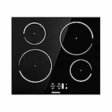 Hisense I6421C - Piano cottura a induzione, Vetroceramica, 4 zone di cottura, Funzione Power Boost, Timer di cottura, Nero, 595 × 58 × 520 mm