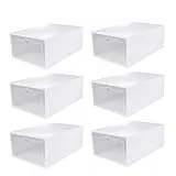 Cabilock Scatola per Scarpe da 6 Pezzi Tipo Cassetto Addensare Scarpe Impilabili Organizer Scatola Trasparente per Scarpe Antipolvere (Bianco Colore del Telaio Casuale)