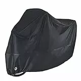 LONGLUOSI Telo Coprimoto Impermeabile, 210D impermeabile e antivento - Anti-polvere e antifurto, con Sacca per il Trasporto, Nero, Anti UV per Moto Motorino Motociletta - 245 * 105 * 125cm（XXL）