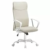 SONGMICS Sedia da Ufficio, Sedia da Scrivania Ergonomica, Sedia Girevole, Seduta Imbottito, Regolabile in Altezza e Inclinabile, Portata di 120 kg, Beige Avena OBN034K01