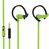 N NEWTOP Cuffie Sport Auricolari CF21 Universali Jack 3.5mm IN-EAR Fitness Corsa Bassi Musica Stereo Microfono Tasto Risposta Isolamento Rumori Archetto Orecchio per IOS Android Smartphone (Verde)