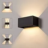 CELAVY Applique da Parete Esterno Interno Moderna LED, Lampada da Esterno Parete Muro, IP65 Impermeabile Lampade Murale Luce Caldo 3000K, Regolabile Luci da Esterno Parete Corridoio Soggiorno, Nero