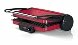 Bosch Elettrodomestici TCG4104 - Bistecchiera Griglia a Contatto, 5 Livelli di temperatura, 2000W, Alluminio, Rosso
