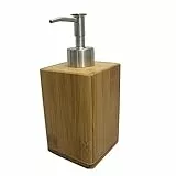 Gedy BA813500300 dosasapone, dimensioni 16,8 X 7,4 X 7,4 CM e peso 0,295 KG, dispenser sapone bagno in Bambù, finitura faggio naturale, design R&S, 2 Anni di Garanzia, Unica