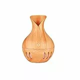 TREMAX Diffusore di Arome, 130 ml, umidificatore di oli essenziali con luce notturna in 7 colori, spegnimento automatico per casa, ufficio, bambini, in legno chiaro