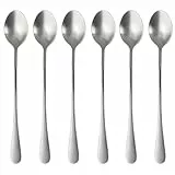 Intirilife Set di 6 cucchiai in acciaio inossidabile Argento - Lunghezza 19 cm - Cucchiaio per gelato con manico lungo, cucchiaio per dessert per caffè Latte Macchiato, cocktail