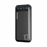 Power Bank 10000mAh Caricabatterie Portatile Batteria Esterna con 2 Uscite USB 2.4 A e Ingresso USB C Compatibile con Huawei iPhone 12 11 X iPad Samsung Galaxy S20 Tablet Android Plus (Nero)