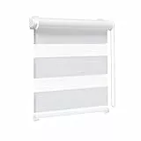 Victoria M. Zevra Tenda a Rullo Doppia Giorno e Notte senza Fori, Strisce Filtranti e Oscuranti, per Porte e Finestre, 65 x 230 cm, Bianco