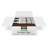 Marchio Amazon - Amfit Nutrition Barretta Proteine vegetale a A Basso Contenuto Di Zuccheri, Cioccolato fondente e Sale Marino, 55 g, Confezione da 12