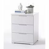 Stella Trading Universal - Comodino universale 3 cassetti, Legno, Bianco, 46 x 61 x 42 cm