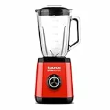 Taurus Optima Easy 1500 - Frullatore a tavolo, 1500 W, brocca vetro 1,5 l, picco ghiaccio, libero BPA, lama inox 4 fili, lavabile in lavastoviglie, rossa