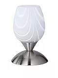 Reality Leuchten R59431001 Cup Lampada da tavolo, escl. 1x E14 max. 40 watt, nichel opaco, vetro smerigliato con strisce, (le strisce possono variare)