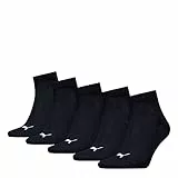 PUMA Puma Unisex Quarter Plain Socks (5 Pack), Calzini Unisex - Adulto, Nero, 43-46