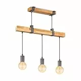 Home Sweet Home stile country Lampadario Denton | 60/14/128cm | Lampadario a sospensione con 3 luci in legno | Adatto per fonte luminosa LED E27 | Lampada a sospensione adatta per soggiorno