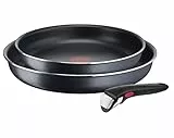 Tefal Ingenio XL Force L15892 - Set di 3 padelle | 22/26 cm + 1 manico rimovibile | impilabile | rivestimento antiaderente | indicatore di temperatura del segnale termico | Grigio/Blu