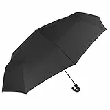 Ombrello Golf Pieghevole Uomo - Portatile Grande e Antivento con Manico Curvo - Leggero in Fibra di Vetro - Apri e Chiudi Automatico - PFC FREE - Diametro 118 cm - Perletti Technology (Nero)