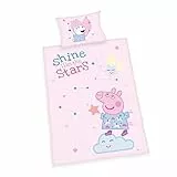 Herding Set di Biancheria da Letto per Bambini, Peppa Pig, Motivo Reversibile, Federa 40 x 60 cm con Chiusura a Busta, Copripiumino 100 x 135 cm con Bottoni, Cotone/Linone